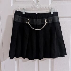 Royal Bones by Daang Goodman Black Pleated Chain Mini Skirt Mall Goth Punk M